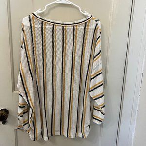 Oversized Knit Shirt with Vertical Stripes